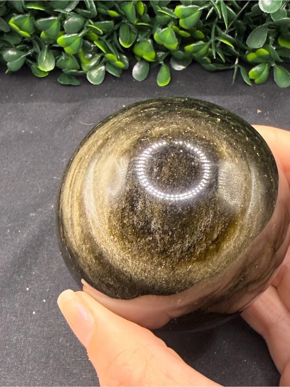 Flashy Gold Sheen Obsidian Sphere 65mm